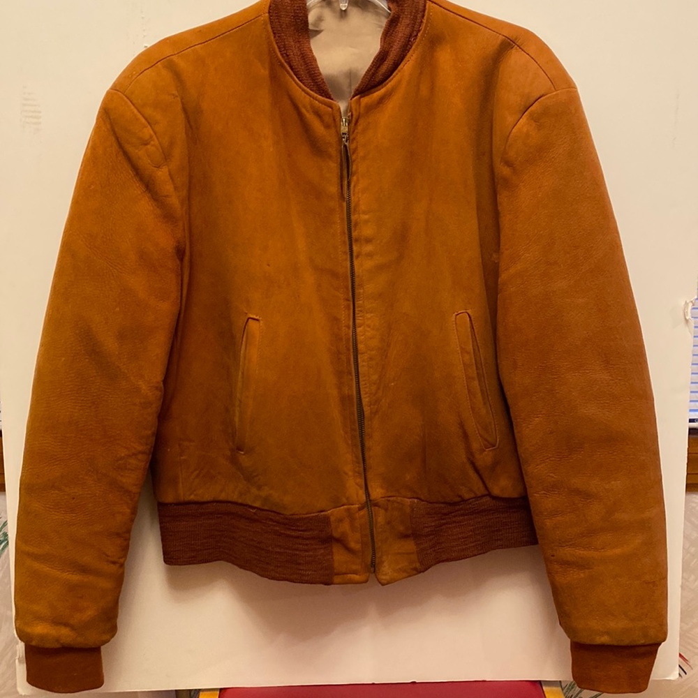 Vintage 1950s classic suede bomber jacket.